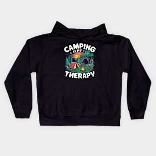 Camping is My Therapy. Funny Camping Kids Hoodie